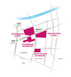 Carte des opérations du Carré de Soie par quartier