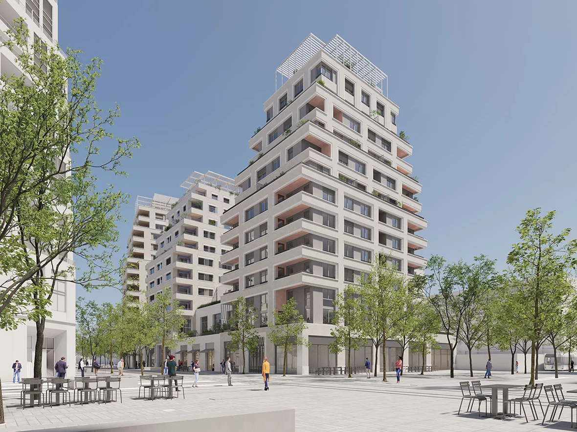 Une image de perspective des gratte-ciels sur l'avenue Henri Barbusse et l'esplanade Agnès Varda