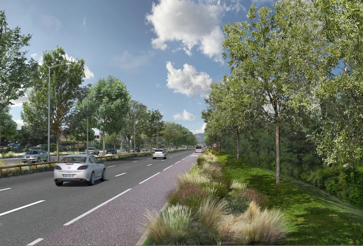 A l'horizon 2030, l'autoroute A6/A7, ici à hauteur de Pierre-Bénite, aura laissé la place à un boulevard urbain.