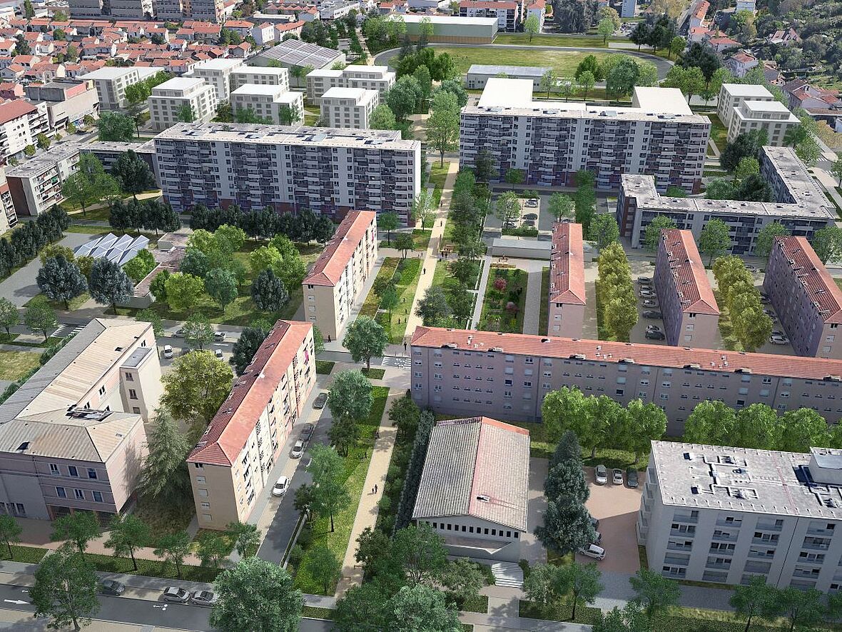 Une photo de la promenade piétonne à Saint-Fons