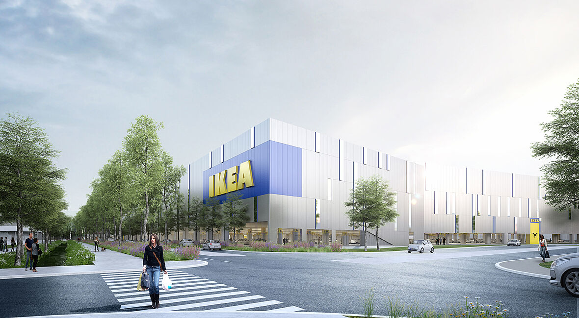 Une image de perspective du magasin IKEA