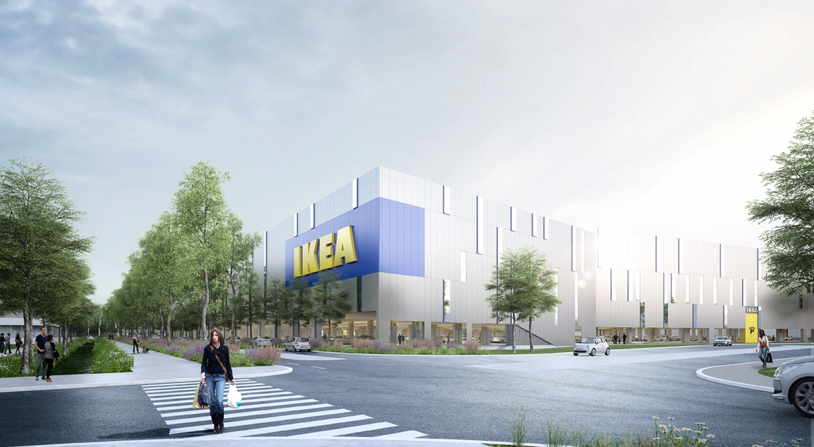 Une image de perspective du magasin IKEA