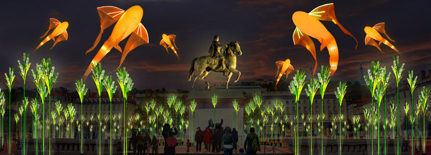 Fête des Lumières 2019 La prairie éphémère de la place Bellecour Fête des Lumières 2019 La prairie éphémère de la place Bellecour