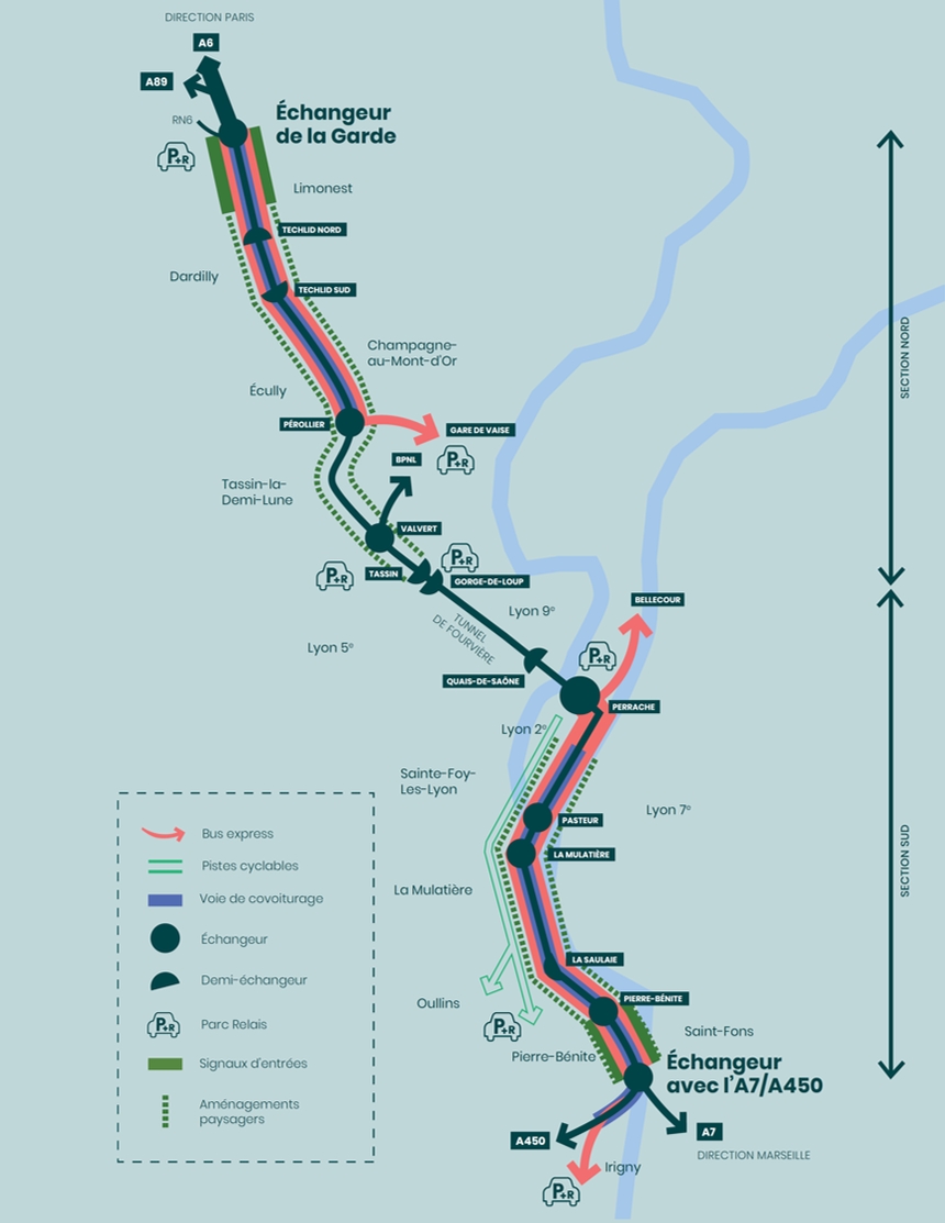 Requalification de l'autoroute A6A7 La Métropole de Lyon