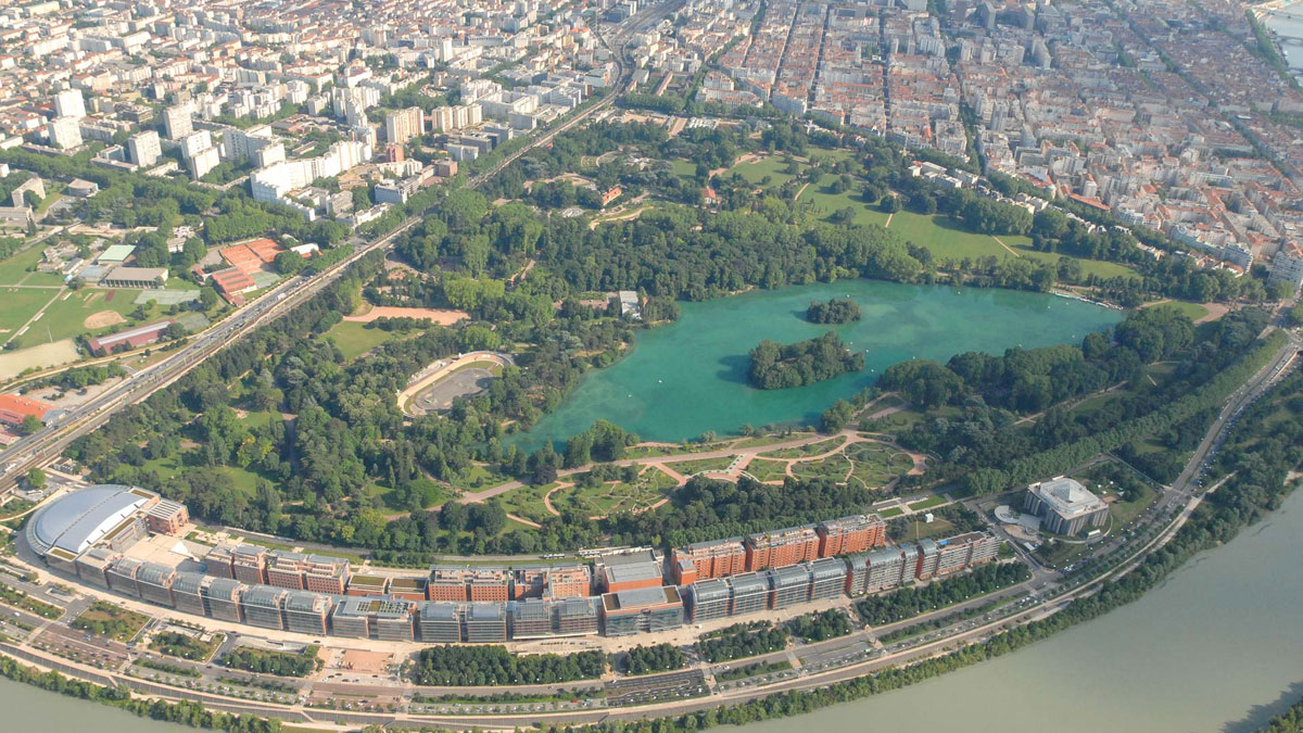 Vue aérienne du parc de la Tête d'Or