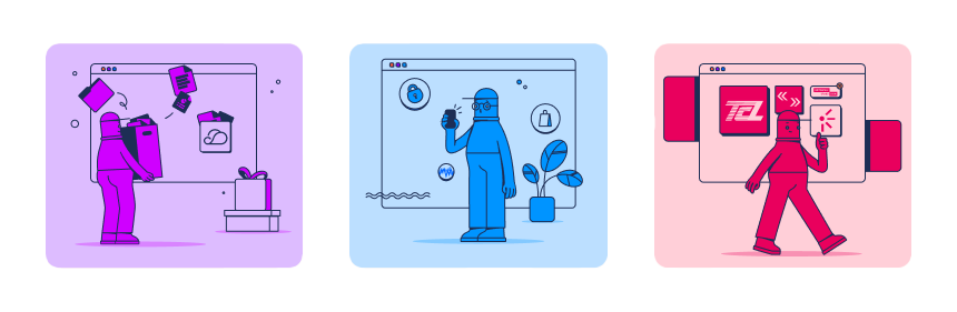 illustration de 3 personnages utilisant le service ma bulle