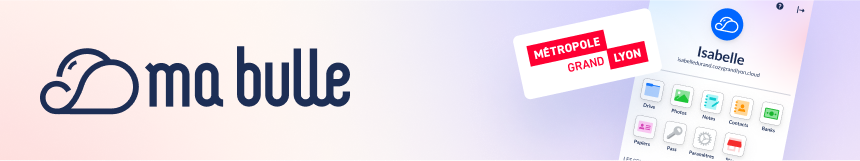 image avec le logo de ma bulle et la page d'accueil du service sur sa version mobile